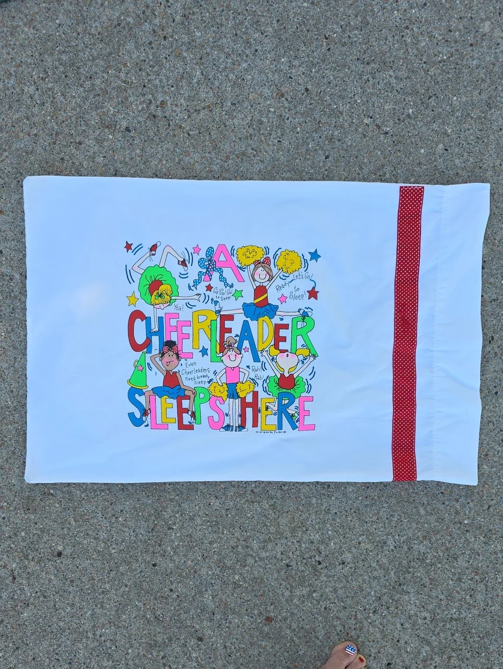 A Cheerleader Sleeps Here Adorable White Decorated Graphic Pillowcase